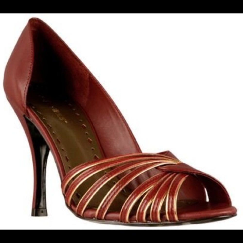 BCBG Brown/Gold Heel Sandals 10